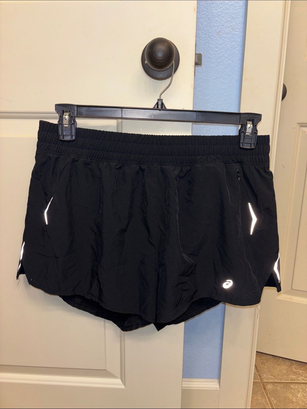 Asics Black Women's Athletic Running Shorts with Reflective Accents L